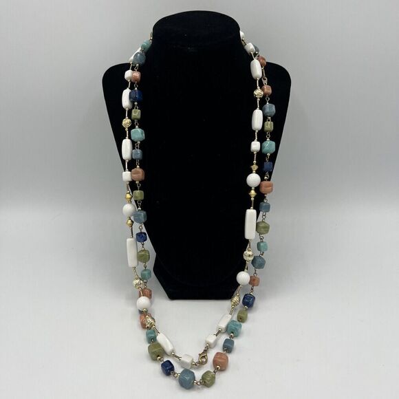 Multi colored bead Statement Necklace 15” - Picture 1 of 5